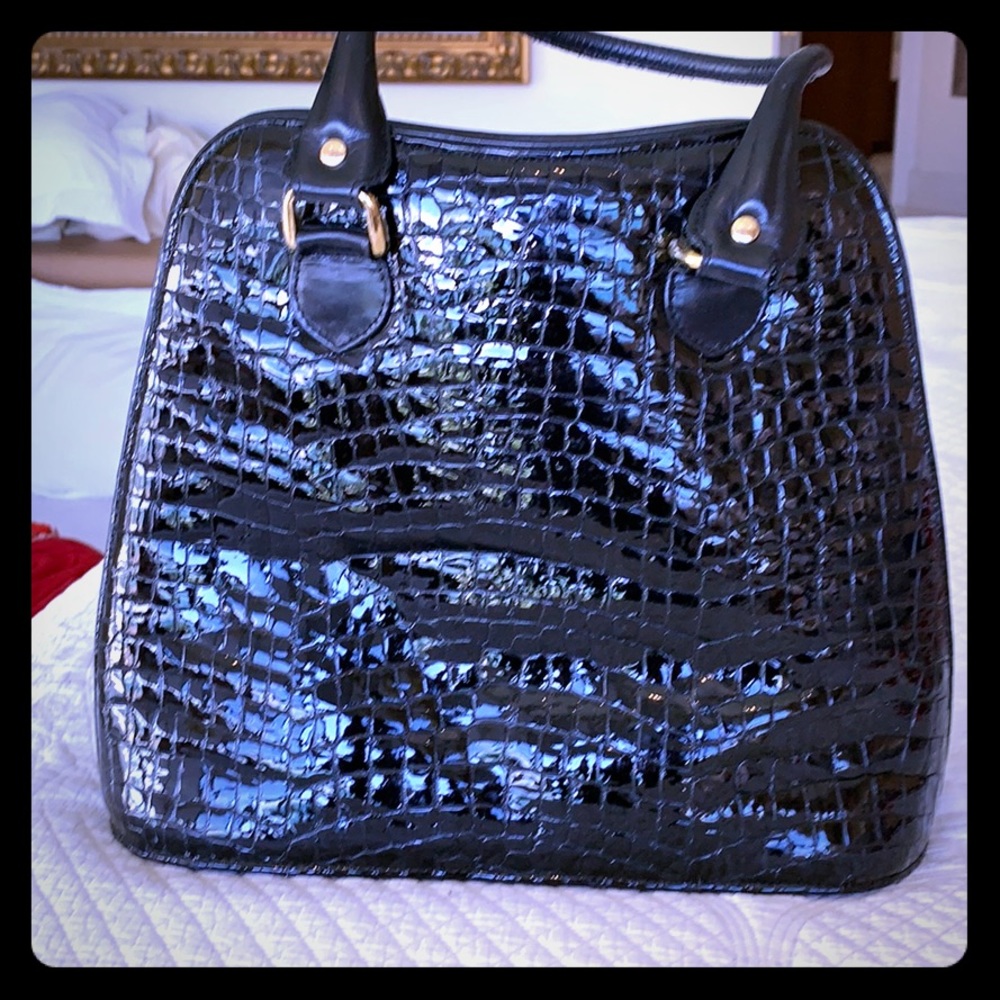 Due Fratelli Black Embossed Snake Skin Purse